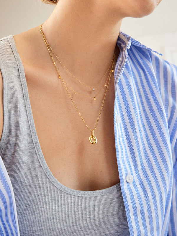 Yolanda 18K Gold Necklace - Clear/Gold