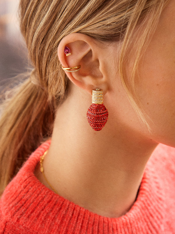 Bright Bulb Earrings  - Red