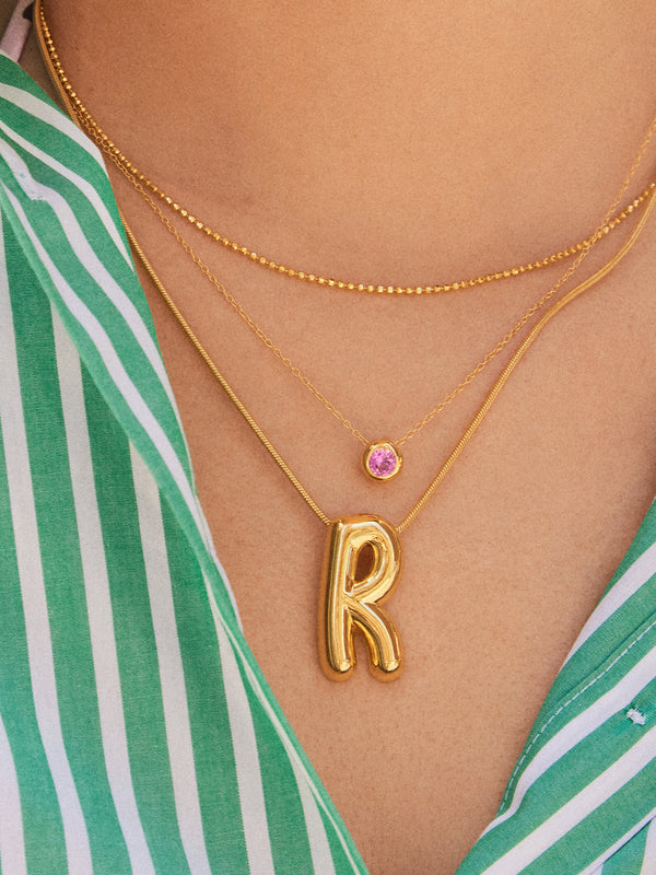 18K Gold Birthstone Pendant Necklace - Crystal