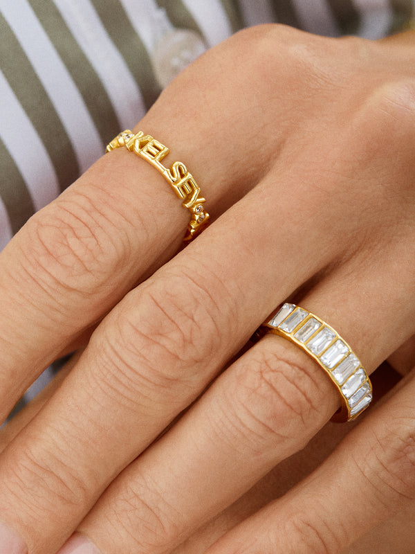 18K Gold Custom Nameplate Ring - Name