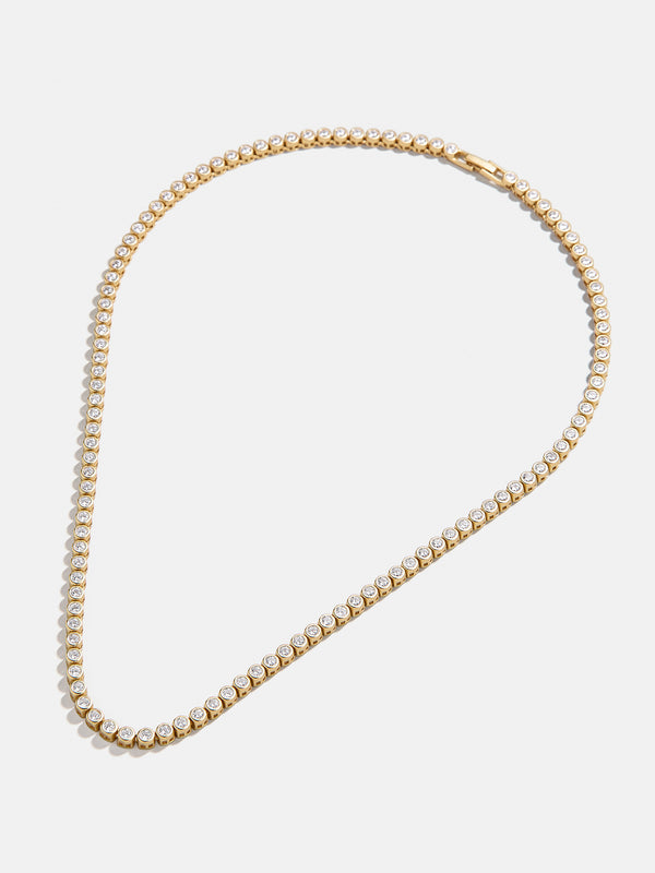 Amalie 18K Gold Tennis Necklace - Clear/Gold