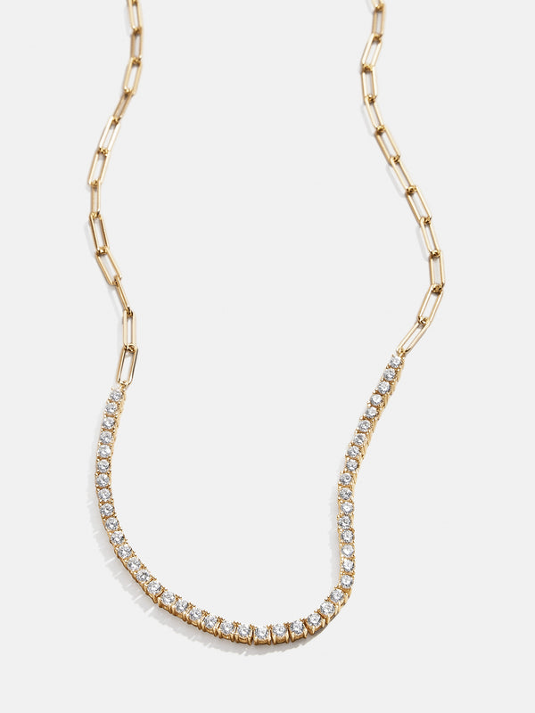 Harper 18K Gold Tennis Necklace - Clear/Gold