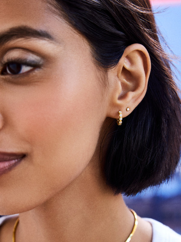 Jessica 18K Gold Earrings - Clear/Gold